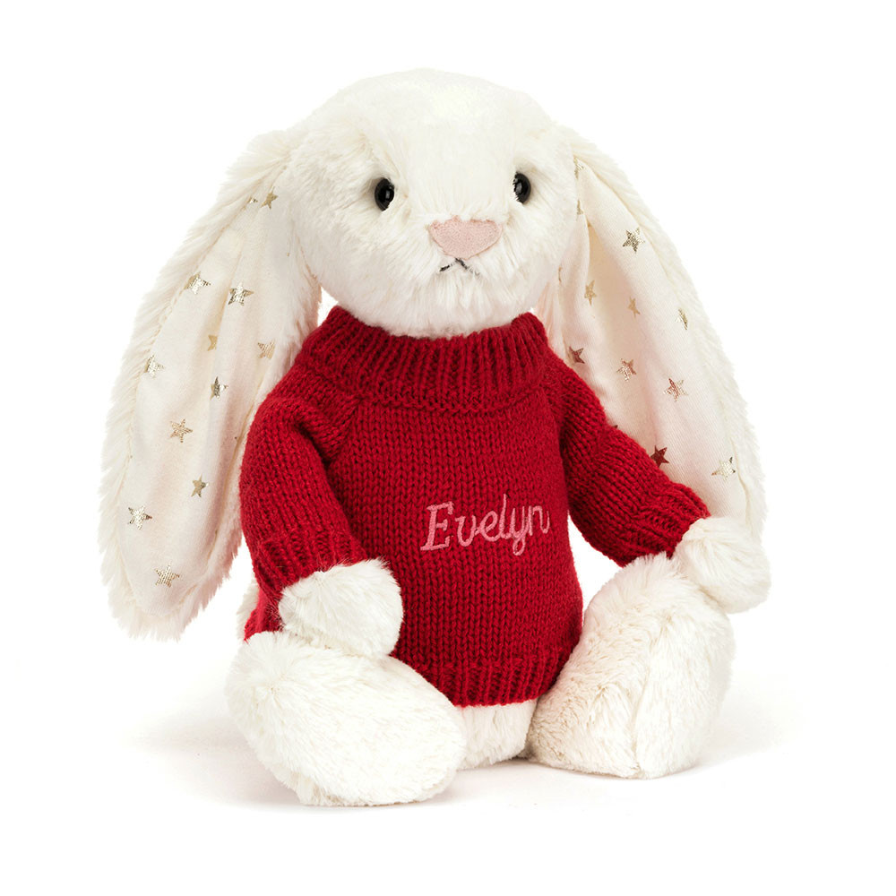 Bashful Twinkle Bunny with Personalized Red Jumper